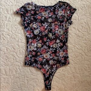Short sleeve sheer floral bodysuit